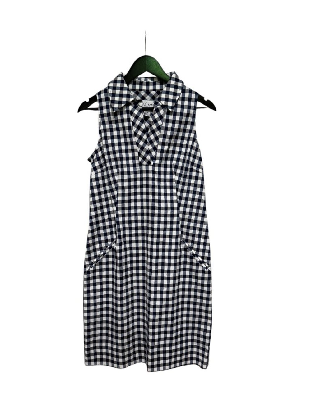 Sara Campbell Sleevless Dress Blue/Black Gingham, Sz Small